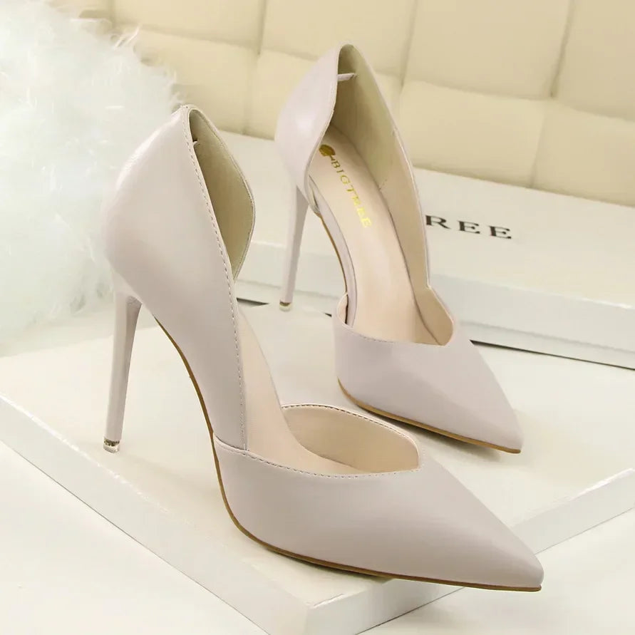 Summer Women Office Work 10.5cm High Heels Nightclub Leather Pumps Lady Fashion Concise Yellow Red Shoes Party Stiletto Heels