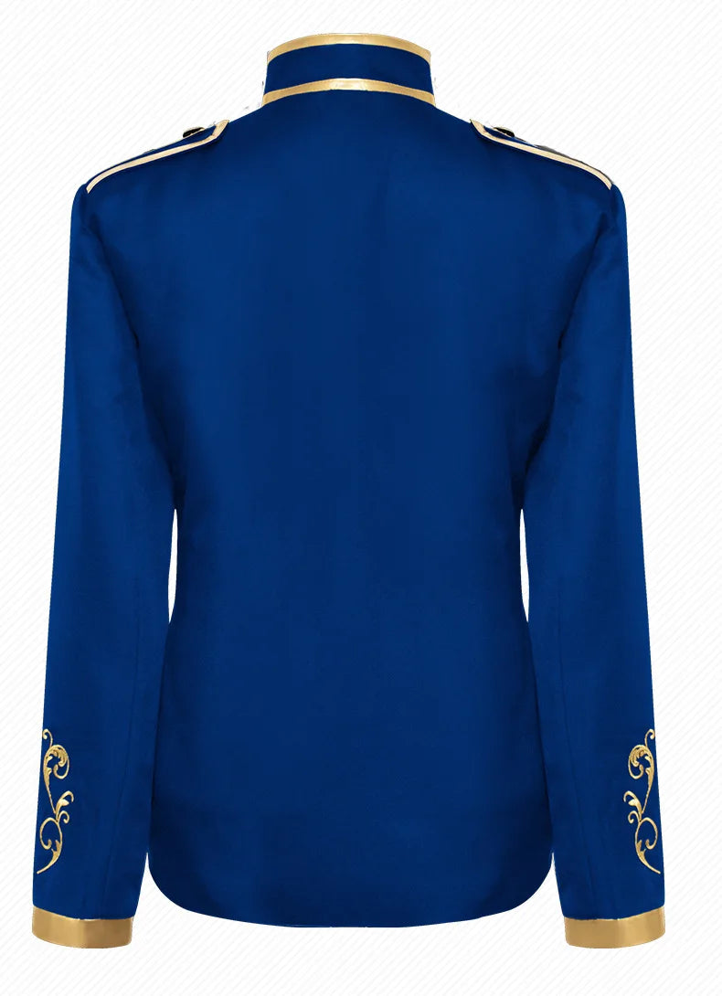 British Style Men Standing Collar Embroidered Suit Jacket Red / Blue Fashion Male Wedding Dance Party Patchwork Dress Coats
