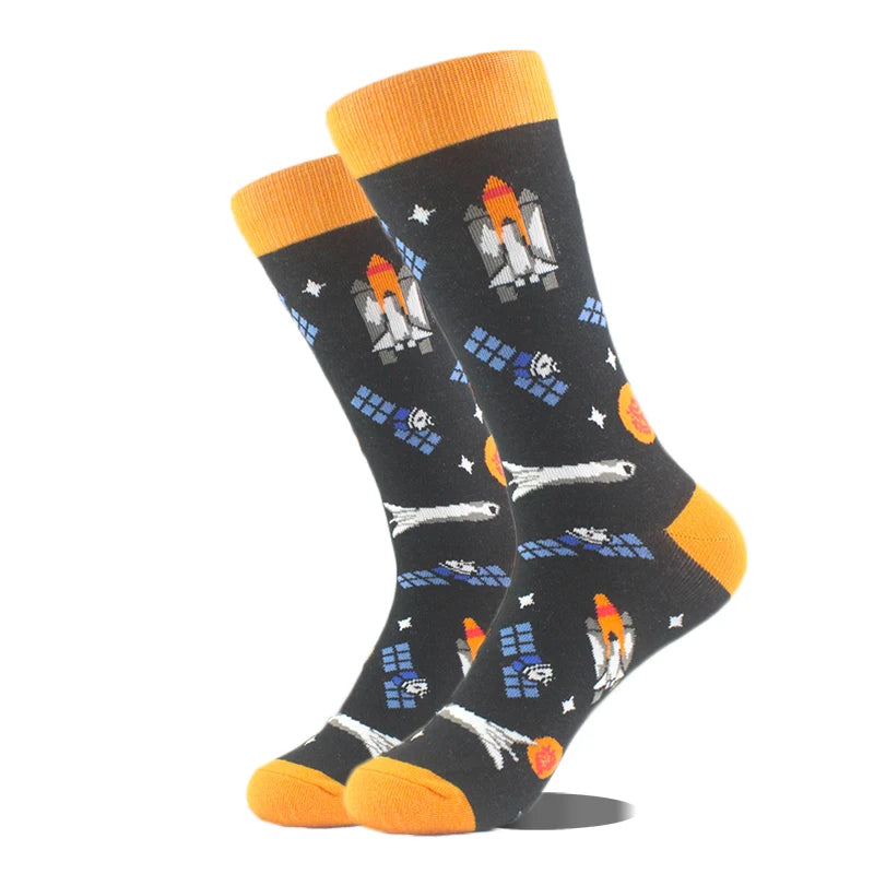 Cool Design Avocado Crew Socks Men Creative Eye Guitar Bus Pattern Sokken Duck Cat Fox Otter Animals Divertidos Chaussette Sox