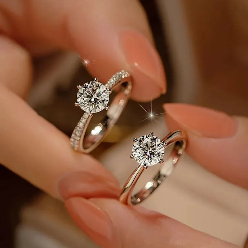 CC 1 Carat Wedding Rings For Women Silver Color White Cubic Zirconia Stone Engagement Jewelry Fashion Accessories Gift CC633
