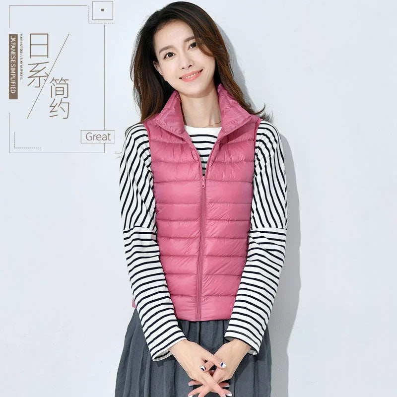 Ultralight Down Vest Women 2026 New Sleeveless Jacket Female White Duck Down Waistcoat Female Warm Puffer Jacket Outwear M-8XL