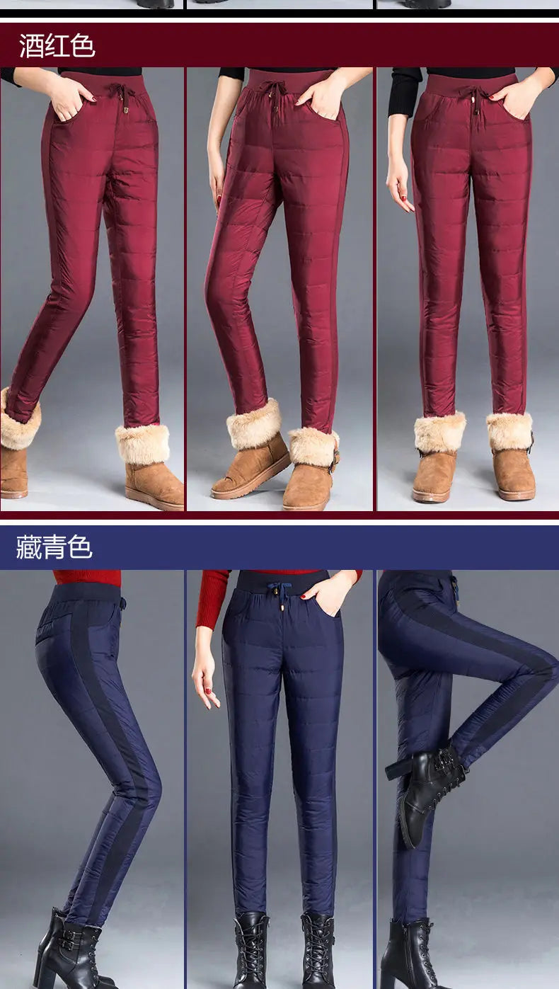 Winter Warm Windproof Pencil Pants Women Casual Oversize 4xl Slim Cotton Padded Lined Sweatpants High Waist 90cm Black Leggings