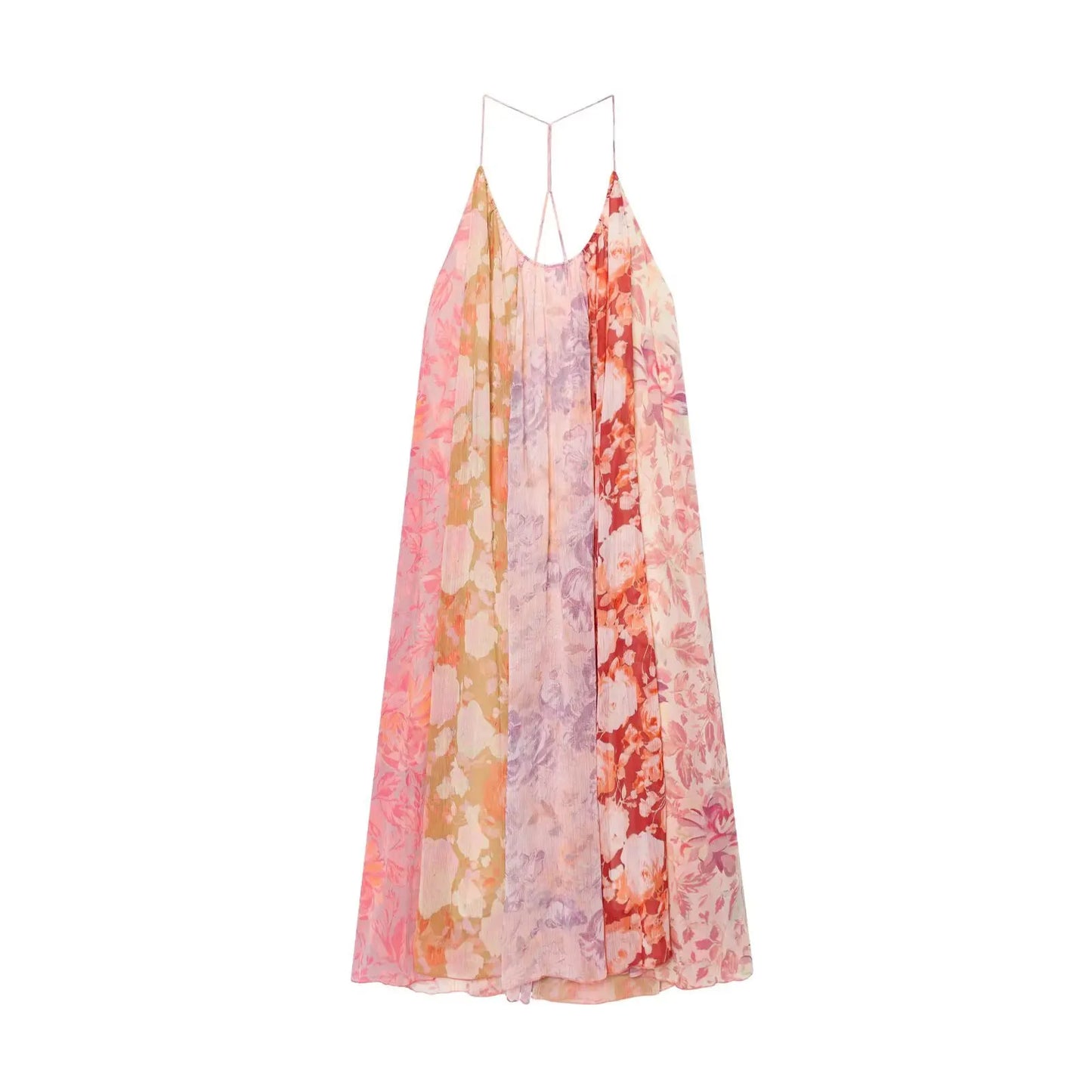 HH Summer Fashion Seaside Vacation Style Elegant Suspender Dress With Flower Print Backless Sleeveless Sexy Midi Dresses