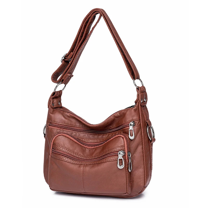Women Bag 2023 New Fashion Middle-aged Handbag Multi-pocket Practical Messenger Vintage Shoulder Bag Hobos Trend Crossbody Pack