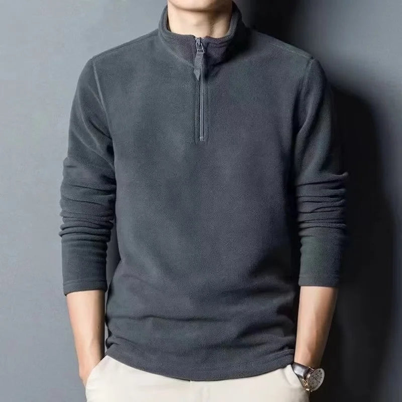 Men's insulation Polo Shirts 2026 Autumn Winter Standing Neck Half Zip Long Sleeve Fashion Versatile Sweatshirt Tees thicken Top BAZAARHUBO