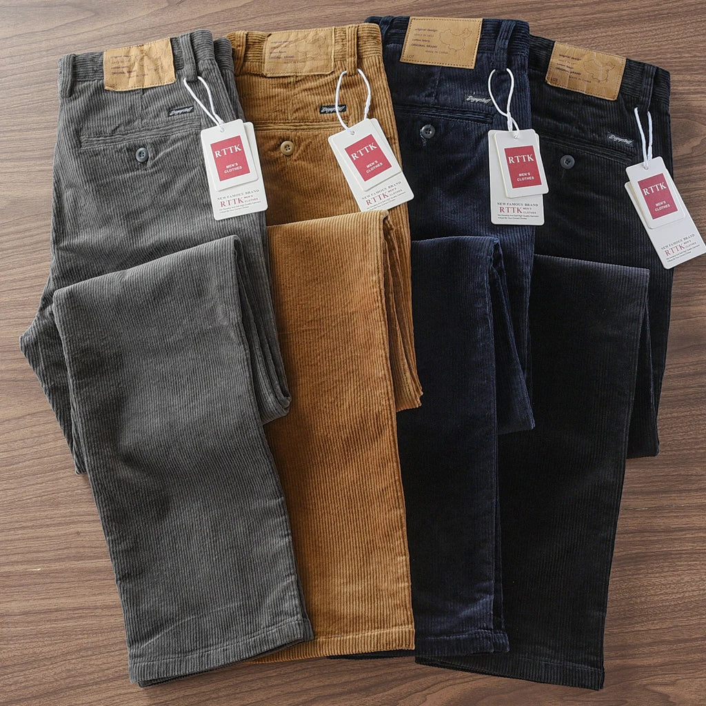 Autumn and Winter New American Retro Heavyweight Solid Color Corduroy Cargo Pants Fashion Straight Cotton Washed Casual Trousers