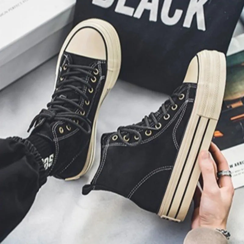 Couple Sneakers Classics Denim Canvas Shoes Fashion High Top Casual Shoes Platform Vulcanized Shoes for Men Lace Up Ankle Boots