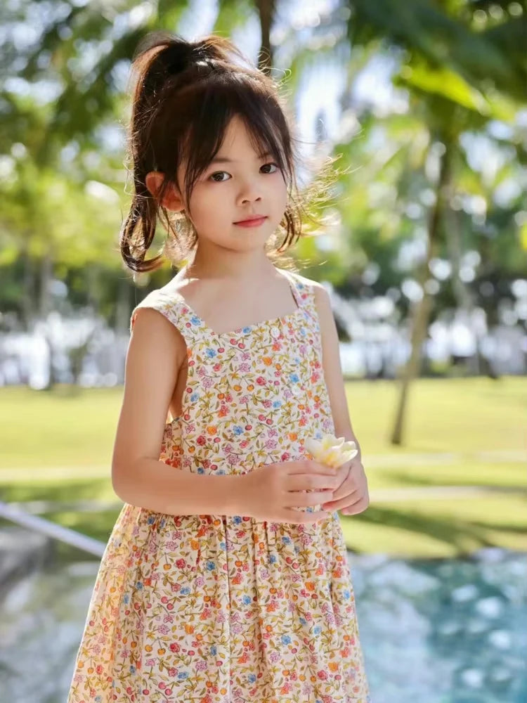26 Summer Kids Dress Brand Design Girls Cute Print Short Sleeve Princess Dresses