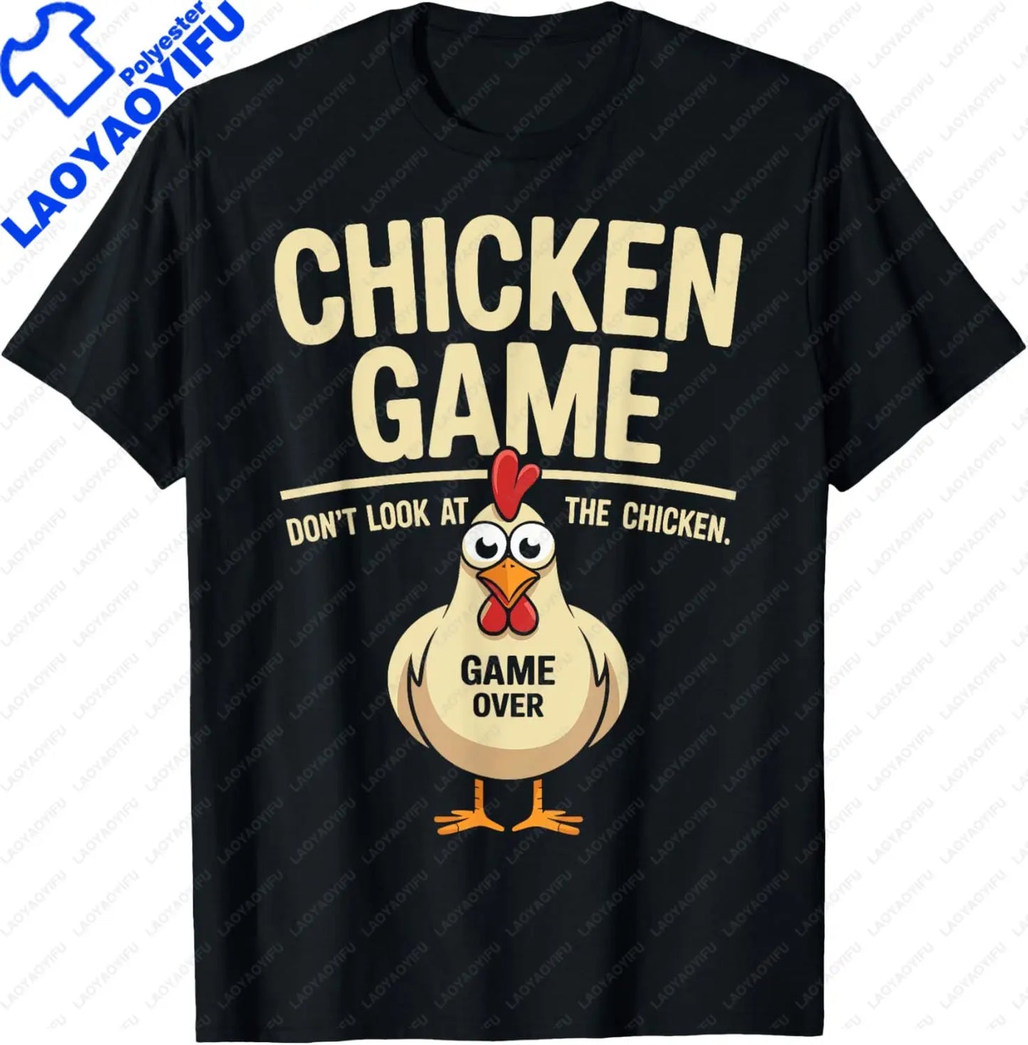 Chicken Game Don't Look At The Chicken Funny Chicken T-Shirt Custom Printed Graphic T Shirt Mens Clothing Ropa Hombre