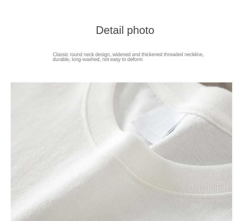 Dukeen 320gsm Heavy Short-Sleeved T-Shirt Men's Summer Vintage Half-Sleeve Pure Cotton Tees White Tops for Unisex