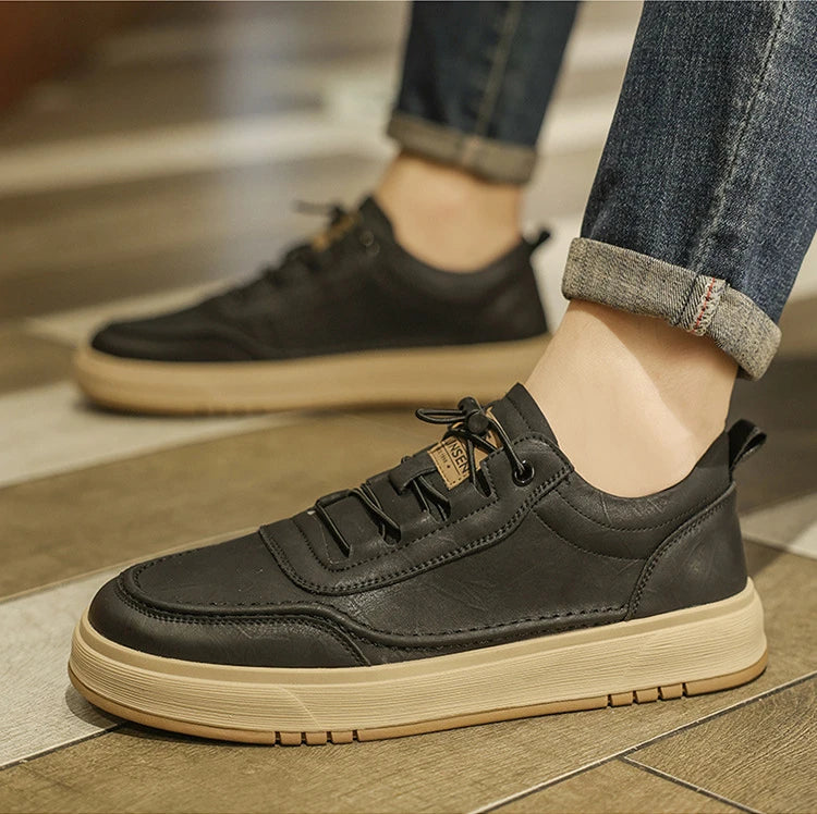 Fashion Cow Leather Casual Sneakers for Men 2025 Designer Soft-sole Men's Board Shoes Spring Autumn Sports Zapatos Para Hombre