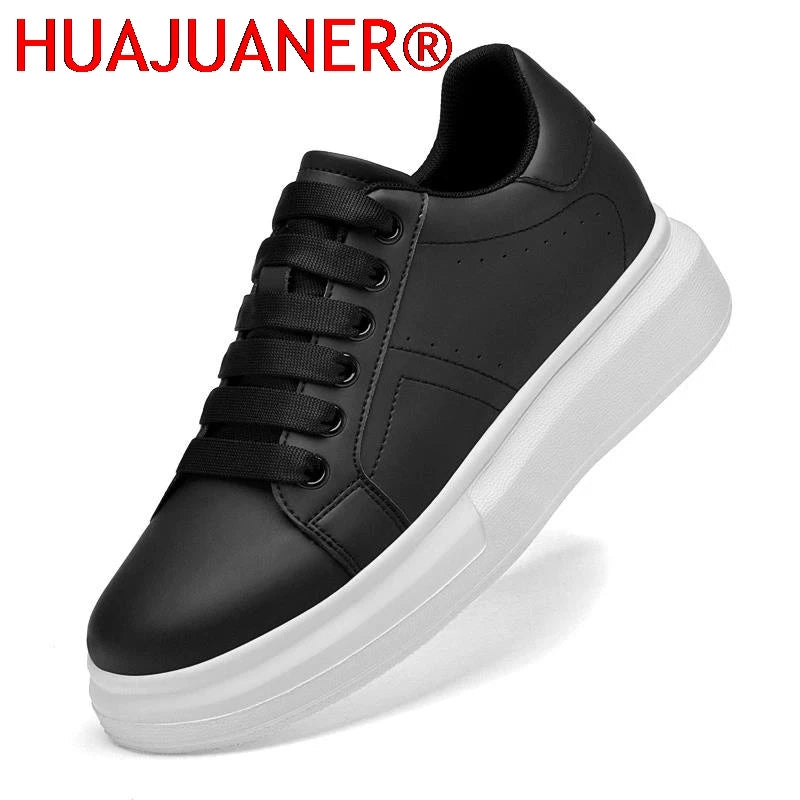 Men's Invisible Height Increasing Elevator Shoes Lace-up Sporty White Sneakers 6cm 8cm 10cm Taller Size Plus Invisible Elevate