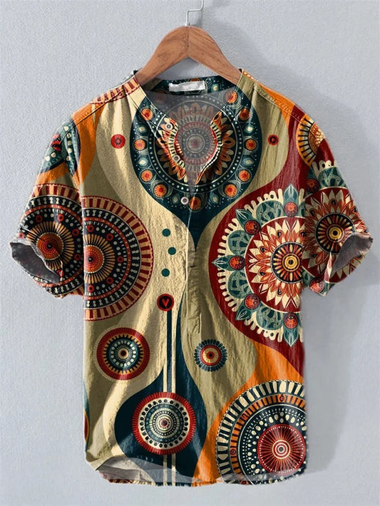2025 Men's Short sleeved African Traditional Style Shirt Summer Hawaii Beach Street Decoration Body Holiday