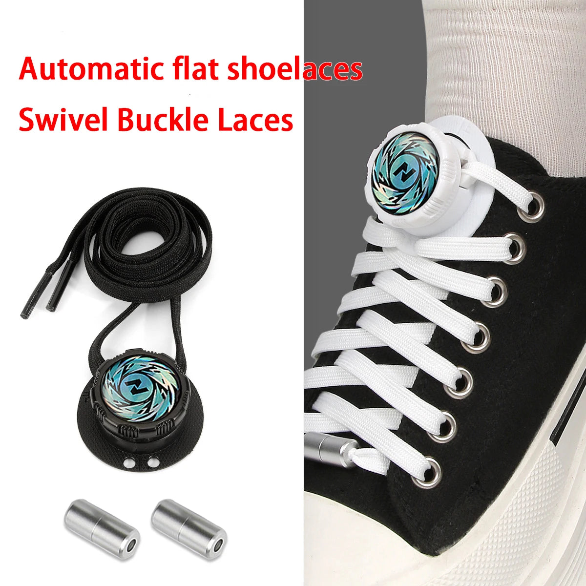 No-Tie Automatic Shoelaces New Swivel Buckle Laces Without Ties Casual Shoes Sneakers Shoe Accessories for Adults and Kids