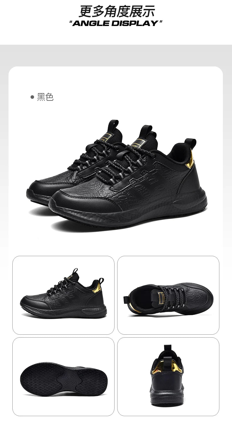 Chef shoes four seasons soft sole non-slip waterproof oil-proof kitchen work shoes men's plus size fashion casual light sneakers