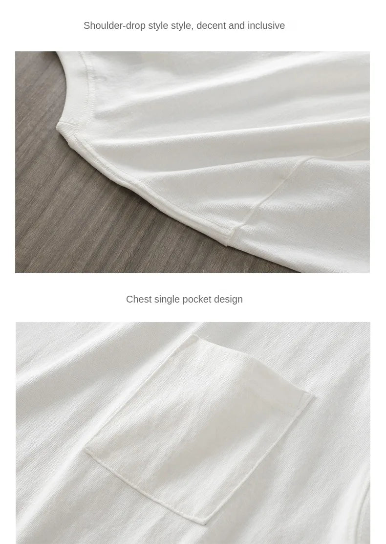 Dukeen 320gsm Heavy Short-Sleeved T-Shirt Men's Summer Vintage Half-Sleeve Pure Cotton Tees White Tops for Unisex