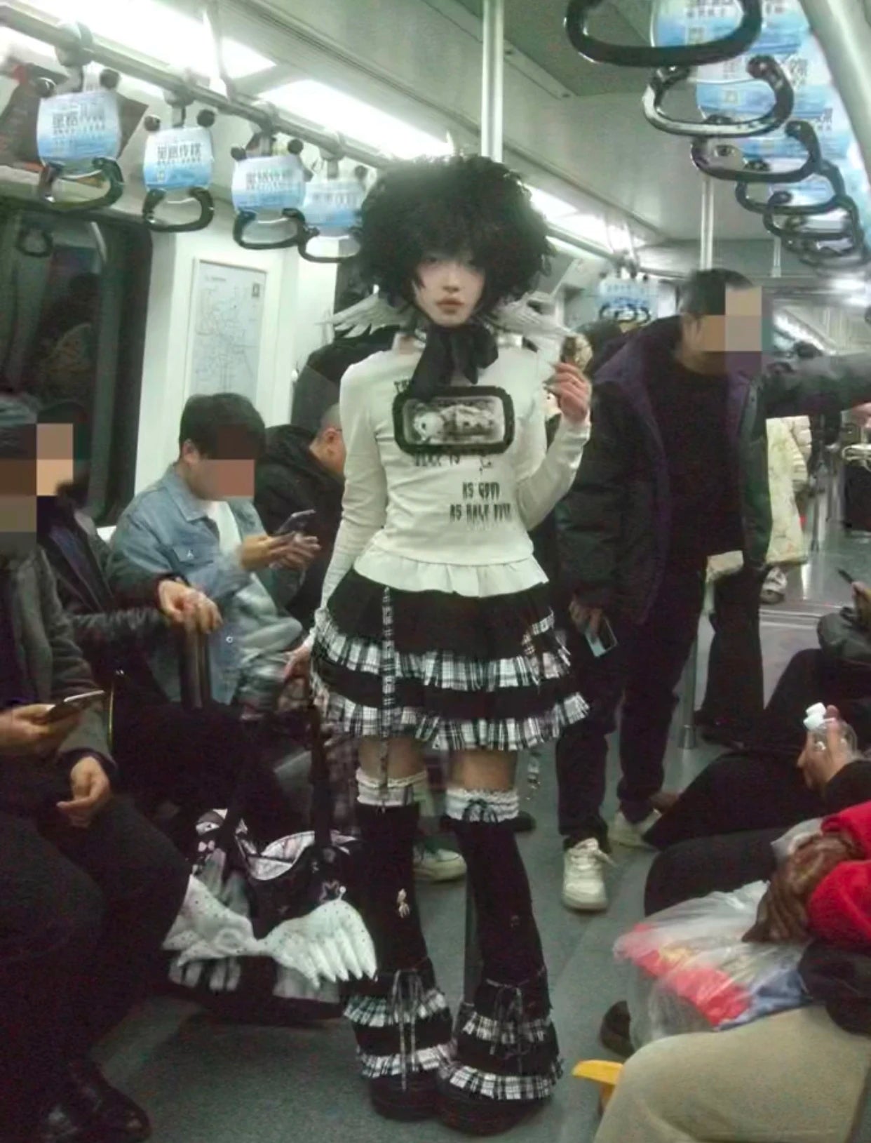 Karrram Japanese Y2k Anime Print T-shirt Trashy 2000s Style Long Sleeve T Shirt Vintage Harajuku Lace Patchwork Tops Grunge 90s