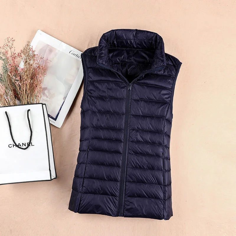 Ultralight Down Vest Women 2026 New Sleeveless Jacket Female White Duck Down Waistcoat Female Warm Puffer Jacket Outwear M-8XL