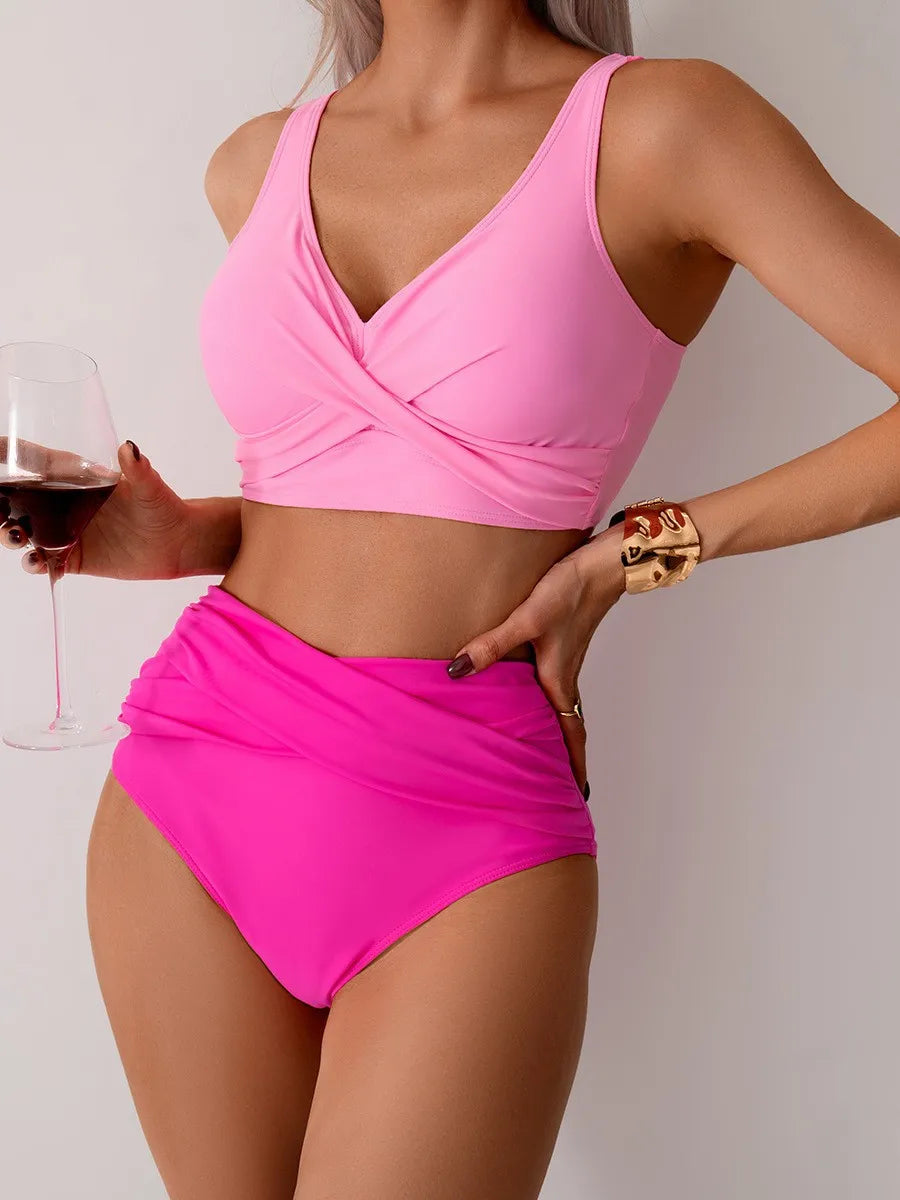 2025 girl Women's Clothing Swimwears European American new bikini sexy split swimsuit high waist swimsuit set bikini Bikinis Set