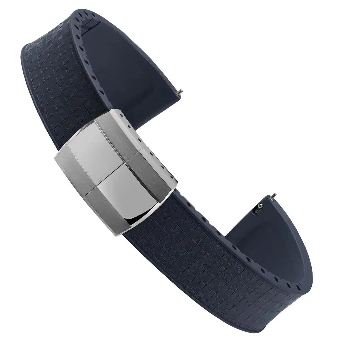 Cut to Size Fluoro Rubber Watch Strap 18/19/20/21/22mm Mosaic FKM Deployment Buckle Universal Flat End Replace Band Bracelet