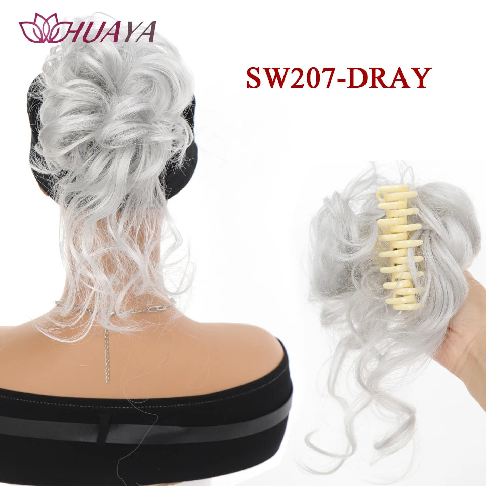 Synthetic Hair Bun Chignon for Women Messy Bun Hair Piece Tousled Updo Hair Extensions With Claw Clip Curly Hairpins Black Brown