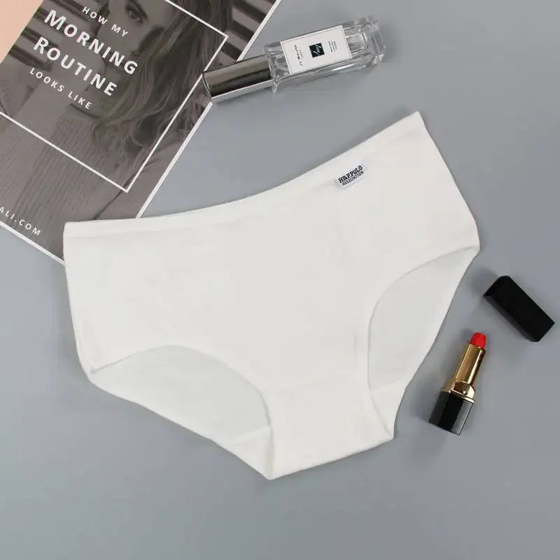 7pcs Women's Cotton Panties Plus Size Sexy Briefs Girls Breathable Soft Lingerie Cute Solid Color Underwear