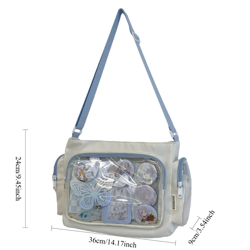 Trendy Transparent Simple Crossbody Bag for Girls Large Capacity School Shoulder Bag Comfortable and Versatile Texture Ita Bag