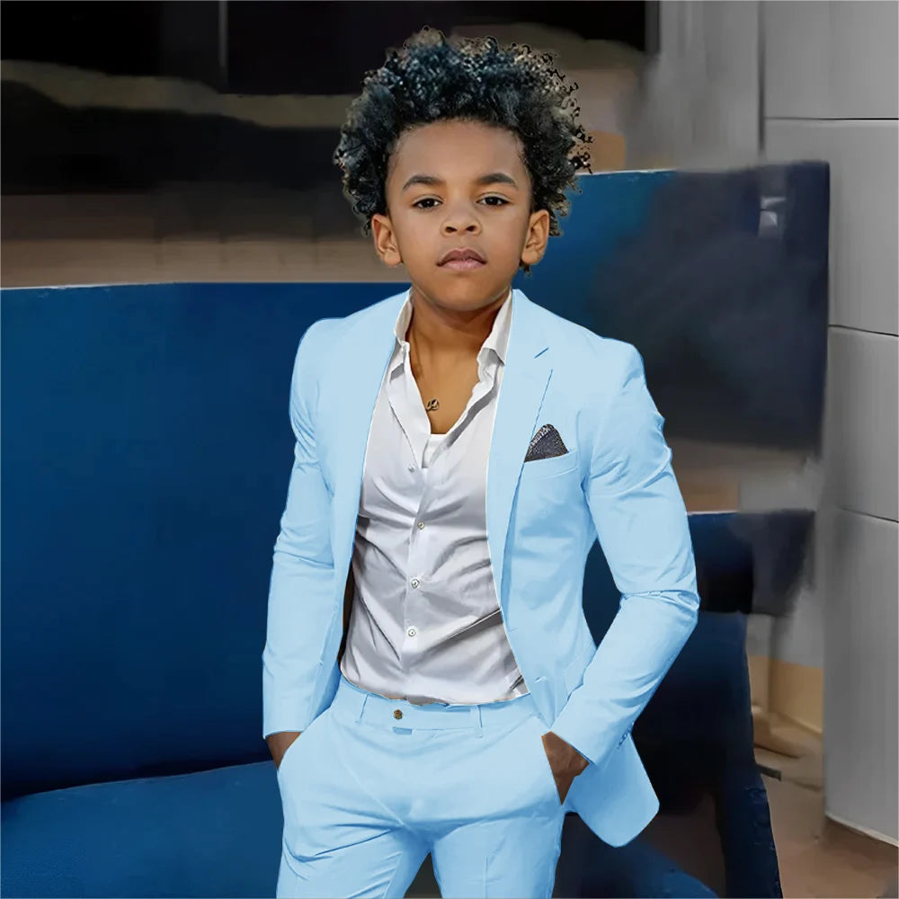 Casual Beige Boys Suit 2 Piece Set Fashion Design Wedding Tuxedos for Kids Custom Clothes 2-16 Years Old Outfit
