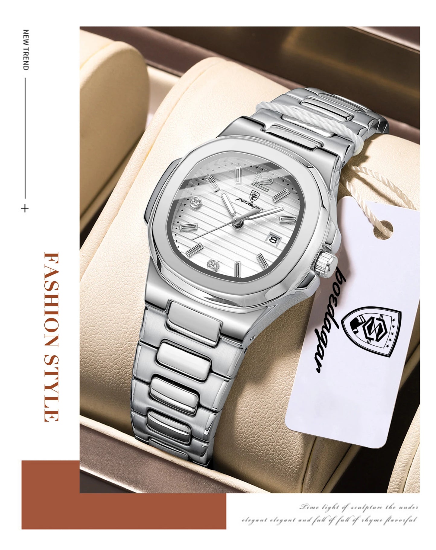 POEDAGAR Casual Fashion Ladies Wristwatch Luminous Waterproof Date Woman Watch Luxury Quartz Square Women's Watches Reloj Hombre