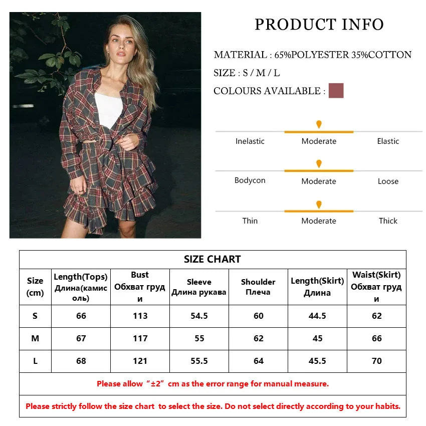 Clacive Fashion Loose Plaid 2 Piece Sets Women Outfit 2025 Elegant Long Sleeve Blouse With High Waist Pleated Mini Skirt Set