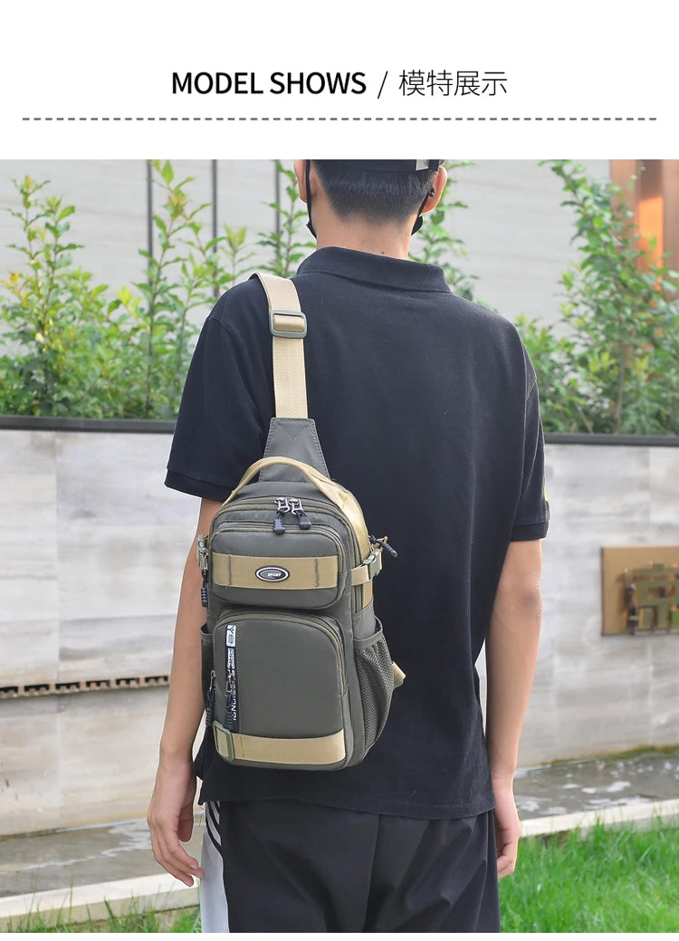 Large Capacity Men's Waist Packs Crossbody Bag High Quality Light Oxford Chest Pack Fashion Casual Men's Handbag Shoulder Bag