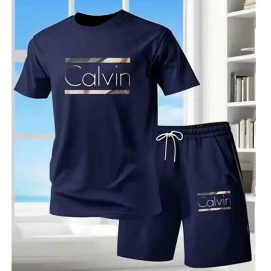 2026 New Fashion Casual T-shirt Shorts Two-piece Set 3D Letter Printing Men's Summer Outdoor Wear Suit