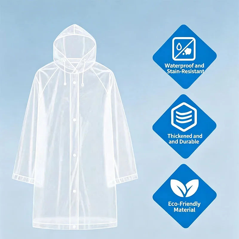 Hooded Raincoat for Men and Women, Travel, Camping, Fishing, Portable Waterproof Raincoat (Comes with Shoe Cover and Shoe Brush)