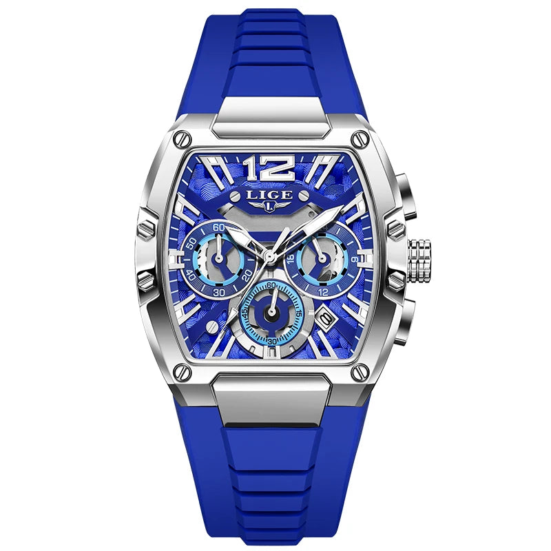 LIGE Fashion Simple Man Watch Casual Sports Military Waterproof Silicone Strap Luminous Quartz Watches for Men Chronograph Gifts