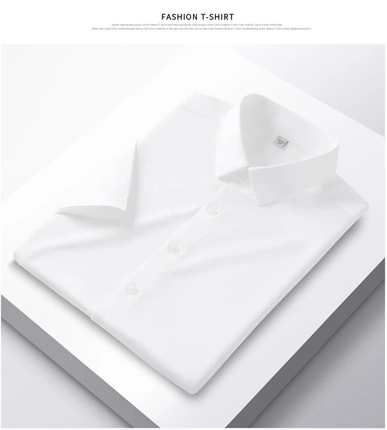 Men's 6XL Large High Quality Formal Shirts Short Sleeve Summer Clothing Non iron Business Casual ice Silk ice Feeling T-Shirts