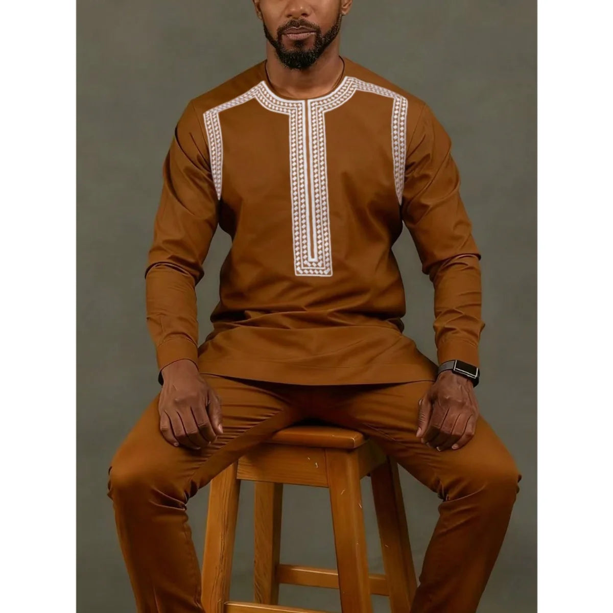 2026 New African Traditional Men's Set Casual Slim Fit Men's Suit Fashion Travel Men's Set Kaunda Style Men's Two Piece Set