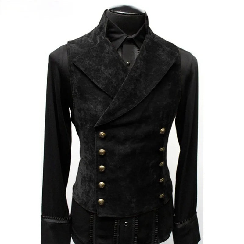 Mens Gothic Vest Costume Gothic Mens Polyester Breast Waistcoat Double Vest Victorian Waistcoat Tool