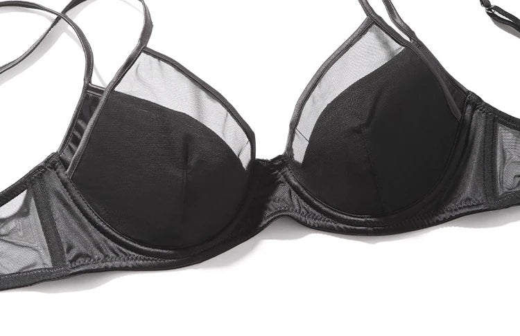 Deep V Push-Up Brief Sets French Bra Thin Sexy Double Shoulder Straps Upper Collection Side Breast Anti-sagging Daily Bra Set