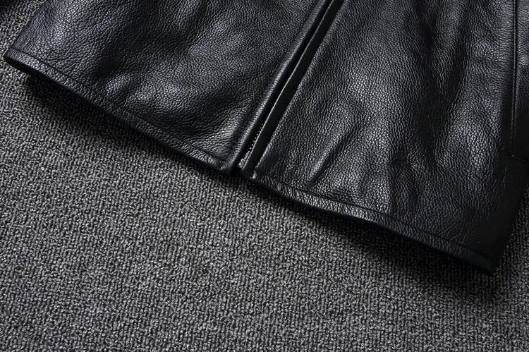Black Brown Casual Mens Jackets Real Cowhide Genuine Leather Jacket Men Coats Autumn Chamarras De Cuero Para Hombre