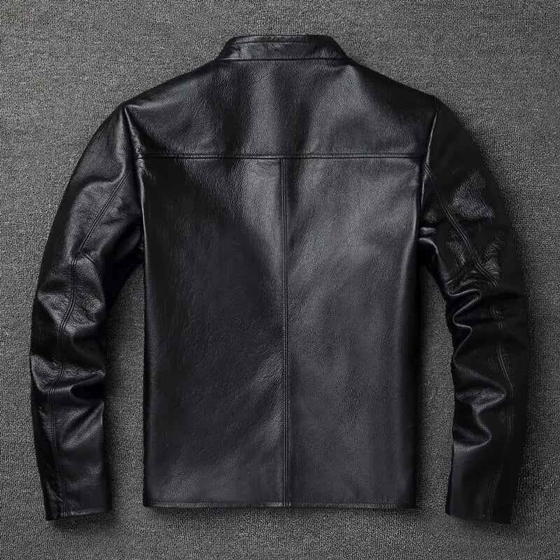 Black Brown Casual Mens Jackets Real Cowhide Genuine Leather Jacket Men Coats Autumn Chamarras De Cuero Para Hombre