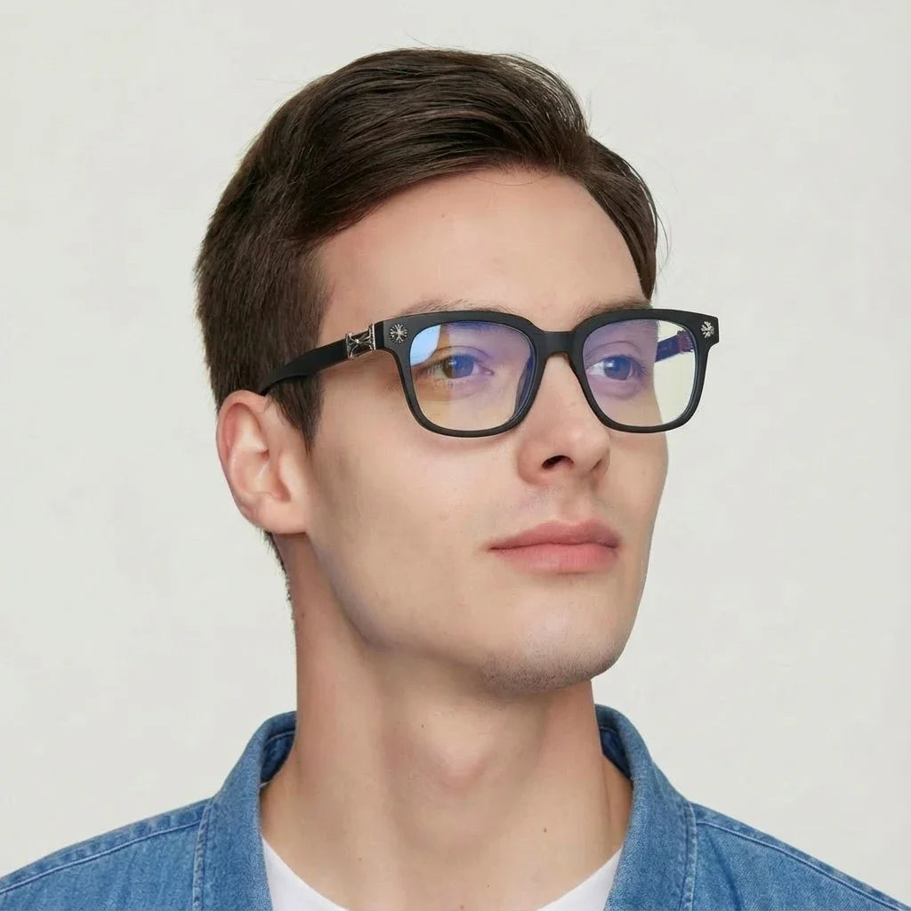 Classic 2Pcs Square Anti Blue Light Glasses For Men And Women Black & Transparent Frame Unisex Computer Wearing Women Glasses BAZAARHUBO