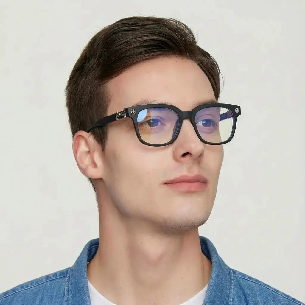 Classic 2Pcs Square Anti Blue Light Glasses For Men And Women Black & Transparent Frame Unisex Computer Wearing Women Glasses BAZAARHUBO