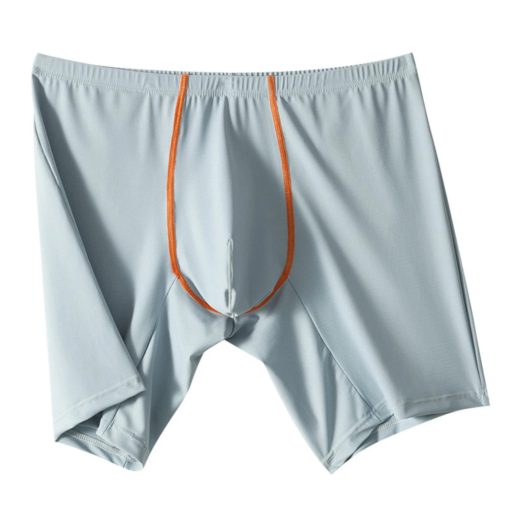 Mens Ice Silk Underwear Lengthened Sexy Lingerie Soft Boxer Briefs Casual Underpants Men Sports Solid Color 5Color Men's Panties