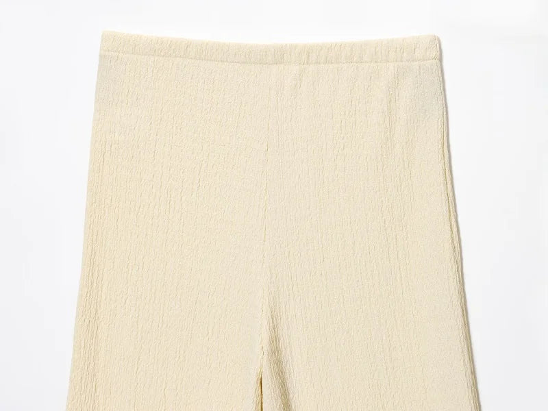 MUJER 2025 Women's Pants Sets Textured High Waist Pants for Women Summer Loose Pants Woman Streetwear Casual Trousers Womens