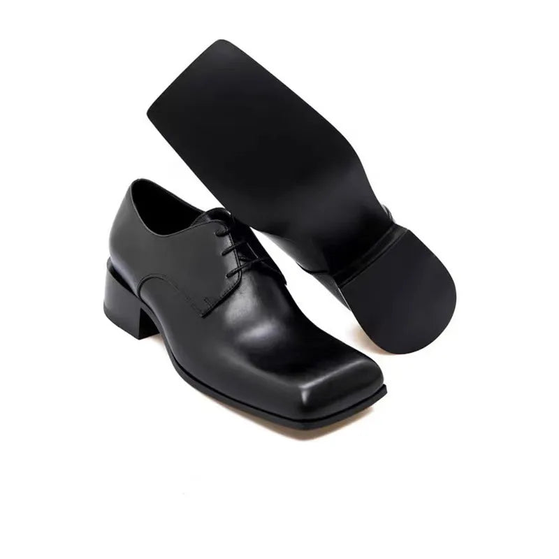 Shoes for Men womem 2024 Fashion Lace Up Leather Casual Shoes Spring and Autumn Round Toe Solid Platform Loafers 35-45