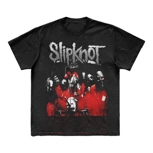 Photo SLIPKNOT Gothic Style Band T-Shirt 100% Cotton Graphic Tee Men Women Summer Streetwear Top