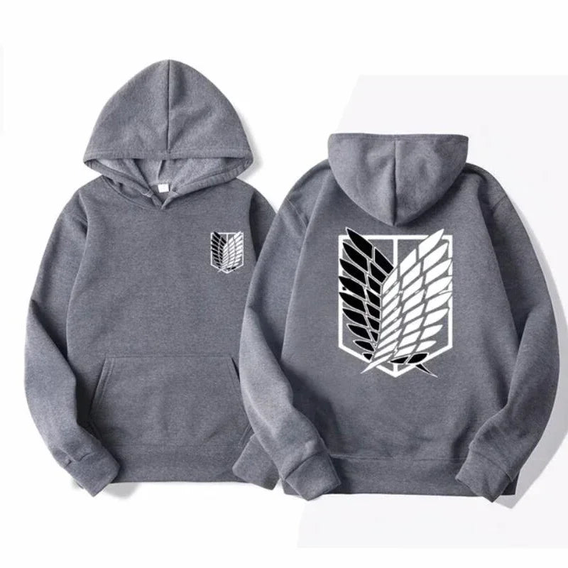 Anime Attack on Titan Printed Men's Hoodie Street Fashion Adult Men and Women Warm Pullover Sweatshirt Harajuku Clothes