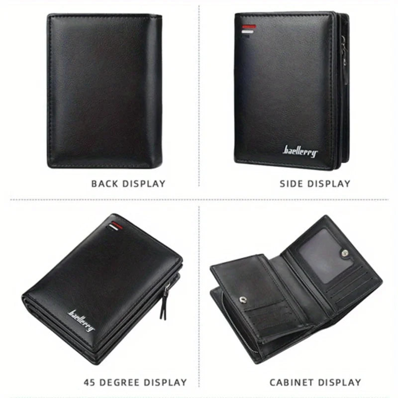 Fashion Men Wallets Zipper Card Holder High Quality Male Purse PU Leather Coin Holder Wallet