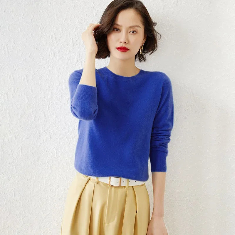 Autumn Winter Women's Sweater O-neck Cashmere Solid Pullovers Slim Bottoming Shirt Long Sleeve Casual Basic Pull Femme Sweater