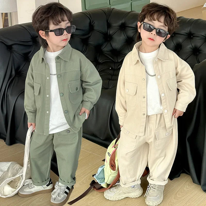 Boys' suit 2025 autumn new fashionable top pants sports casual workwear  children's clothing jacket